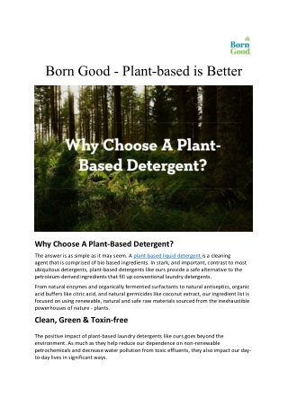 Why Choose A Plant Based Detergent?