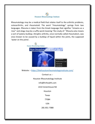 Best Katy Rheumatology | Houston Rheumatology Institute
