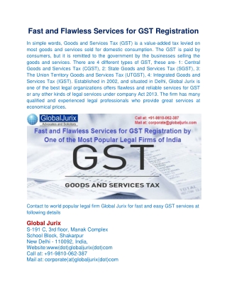 Fast and Flawless Services for GST Registration