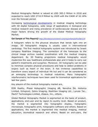 Medical Holography Market Size 2020: Top Key Players, Revenue, Manufacturers, Market Size, Forecast Research Report to 2