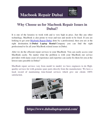 Why Choose us for Macbook Repair Issues in Dubai?