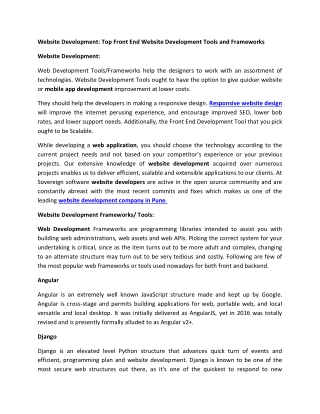 Website Development: Top Front End Website Development Tools and Frameworks