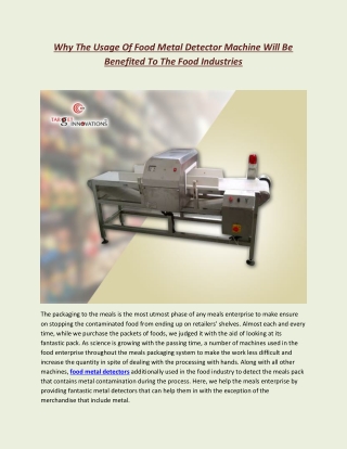 Why The Usage Of Food Metal Detector Machine Will Be Benefited To The Food Industries