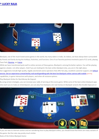 Guide To Play Live Blackjack In India