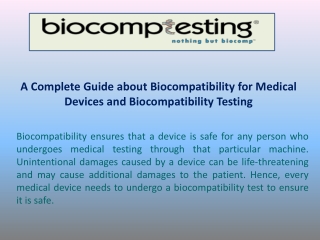 A Complete Guide about Biocompatibility for Medical Devices and Biocompatibility Testing