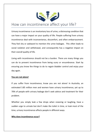 How Can Incontinence Affect Your Life?