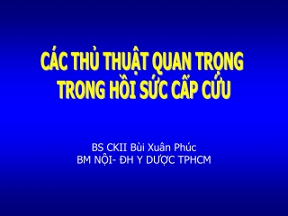 26. Các thủ thuật quan trọng trong Hồi sức nội khoa 2019