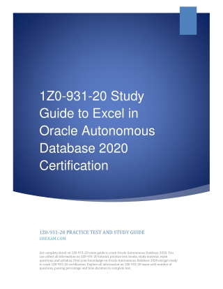 1Z0-931-20 Study Guide to Excel in Oracle Autonomous Database 2020 Certification