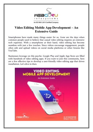 Video Editing Mobile App Development – An Extensive Guide