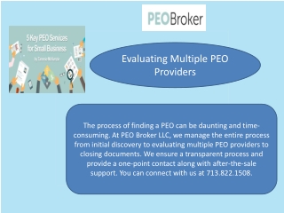 Evaluating Multiple PEO Providers