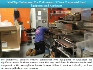 Vital Tips To Improve The Performance Of Your Commercial Food Equipment And Appliances