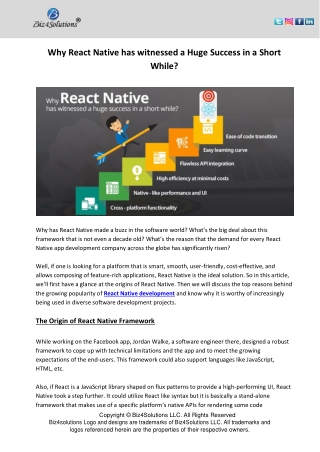 Why React Native has witnessed a Huge Success in a Short While?