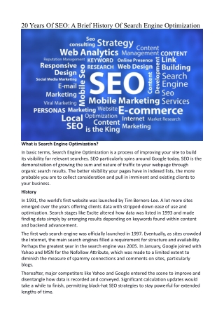20 Years Of SEO: A Brief History Of Search Engine Optimization