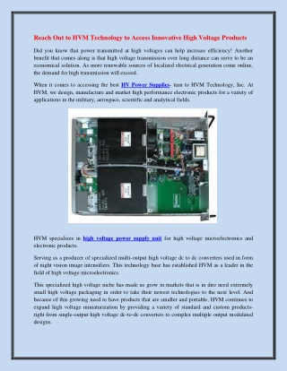 Reach Out to HVM Technology to Access Innovative High Voltage Products