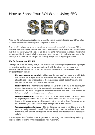 How to Boost Your ROI When Using SEO