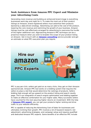 Seek Assistance From Amazon PPC Expert and Minimize Your Advertising Costs