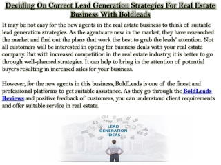 Deciding On Correct Lead Generation Strategies For Real Estate Business With Boldleads