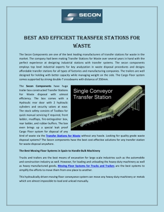 Best and Efficient Transfer Stations for Waste