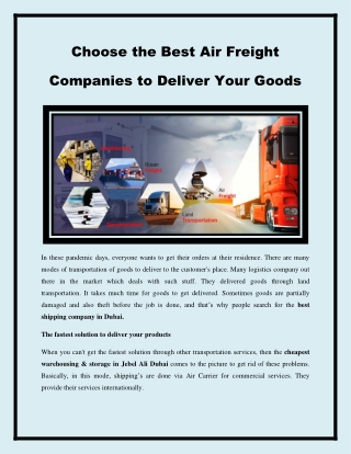 Best Amongst Top Freight Forwarding Companies In Dubai