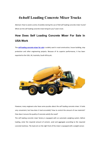 4x4self Loading Concrete Mixer Trucks