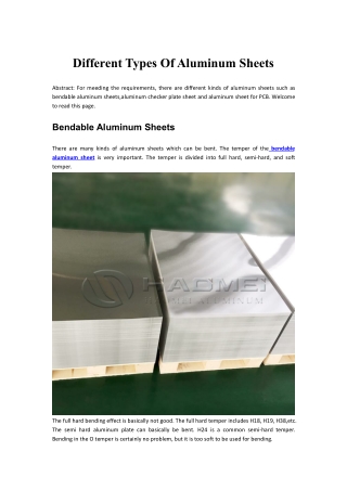 Different Types Of Aluminum Sheets