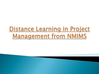 Distance Certificate in Project Management from NMIMS