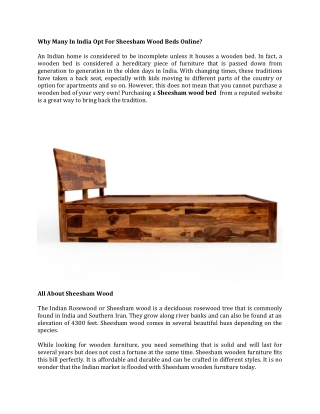 Why Many In India Opt For Sheesham Wood Beds Online?