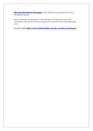 Hire best Wordpress Developer | Hire Wordpress Programmer | Hire WordPress Expert