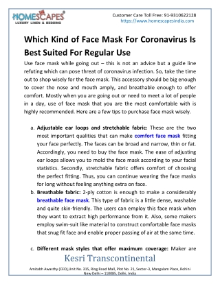 Which Kind of Face Mask For Coronavirus Is Best Suited For Regular Use