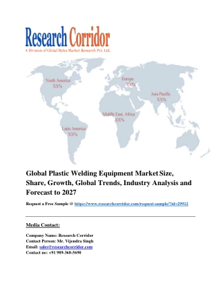 Global Plastic Welding Equipment Market Size, Share, Growth, Global Trends, Industry Analysis and Forecast to 2027
