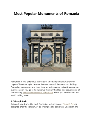 Most Popular Monuments of Romania
