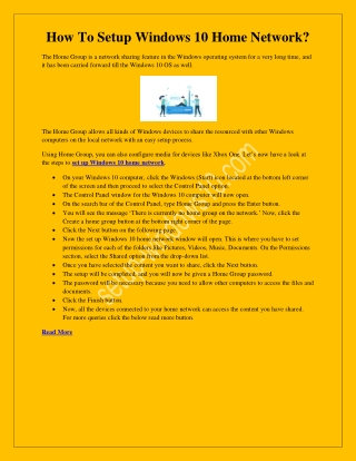 How To Setup Windows 10 Home Network?