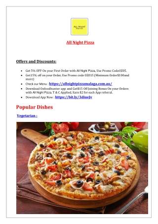 All night Pizza Malaga Italian restaurant, WA - 5% Off