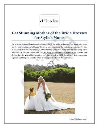 Get Stunning Mother of the Bride Dresses for Stylish Mums