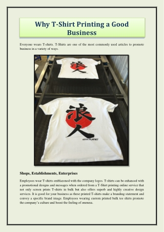 Why T-Shirt Printing a Good Business