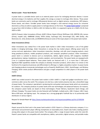 Power Bank Market by Capacity, Units of USB Port, Indicator, Battery Type, Price Range, Application  | COVID-19 Impact A