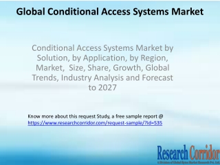 Conditional Access Systems Market by Solution, by Application, by Region, Market,  Size, Share, Growth, Global Trends, I