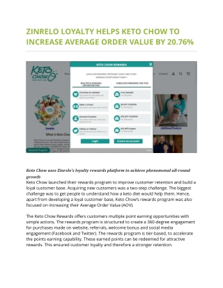 Zinrelo Loyalty helps Keto Chow to increase Average Order Value by 20.76%