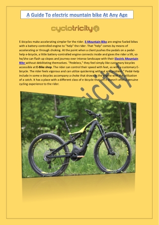 A Guide To electric mountain bike At Any Age