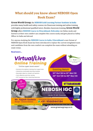 What should you know about NEBOSH Open Book Exam?