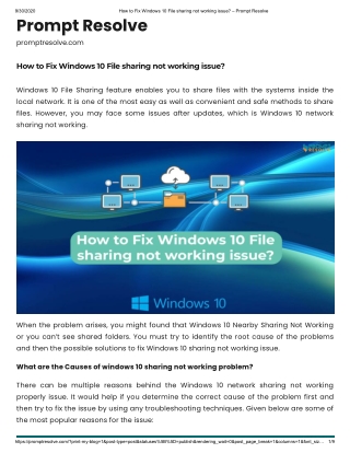 How to Fix Windows 10 File sharing not working issue?