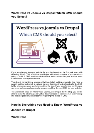 WordPress vs Joomla vs Drupal: Which CMS Should you Select? - CSSChopper