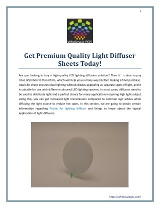 Get Premium Quality Light Diffuser Sheets Today!