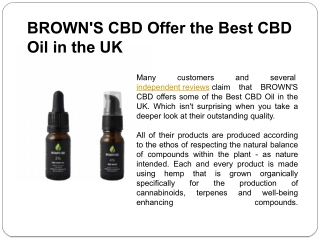 BROWN'S CBD Offer the Best CBD Oil in the UK