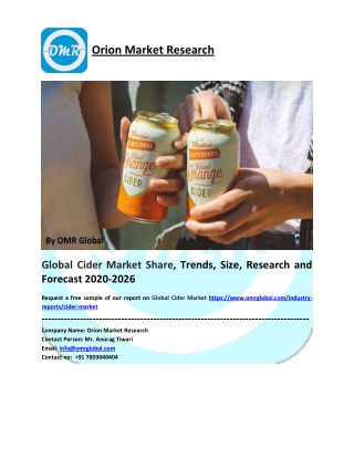 Global Cider Market Size, Industry Trends, Share and Forecast 2020-2026