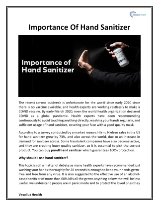 Importance Of Hand Sanitizer