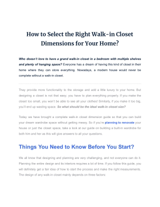 Walk-in Closet Dimensions