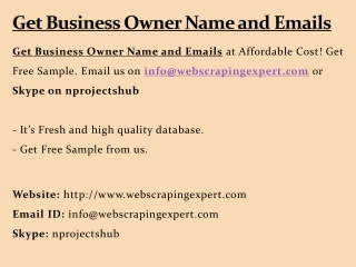 Get Business Owner Name and Emails