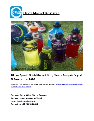 Global Sports Drink Market Size, Industry Trends, Share and Forecast 2020-2026