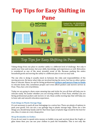 Top Tips for Easy Shifting in Pune